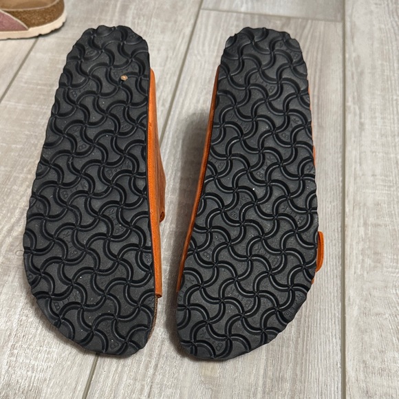 Birkenstock Orange Sandals with Gold Buckles - Picture 4 of 4